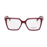 Salvatore Ferragamo Eyeglasses Square Full Rim, Burgundy/Rose Gold Frame and Clear Demo Lenses Lens SF2950N614