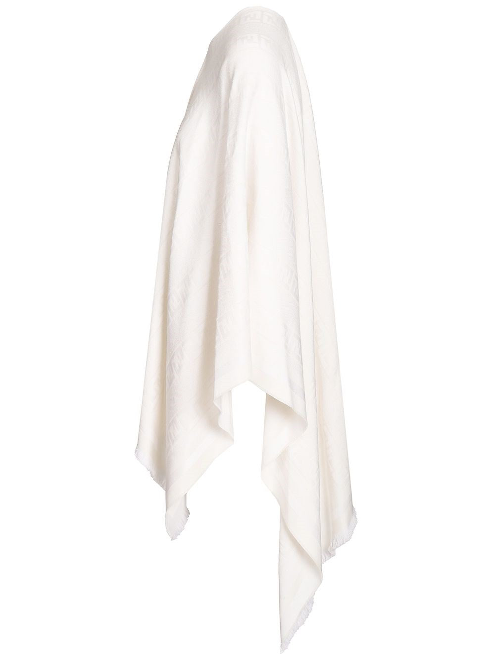 Fendi Women Ff Ivory Wool And Silk Poncho