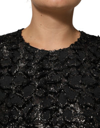 Dolce & Gabbana Black Sequin Bouclé Tweed Sheath Women's Dress