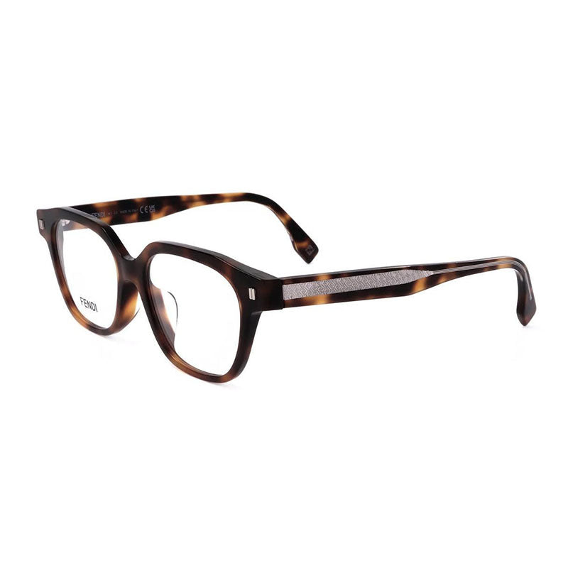 Fendi Square Full Rim, with a Shiny Havana frame and Clear Demo Lens lens.