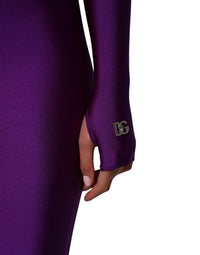 Dolce & Gabbana Purple Nylon Turtleneck Bodycon Jumpsuit Women's Dress