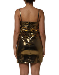 Dolce & Gabbana Metallic Gold Sleeveless A-line Mini Women's Dress
