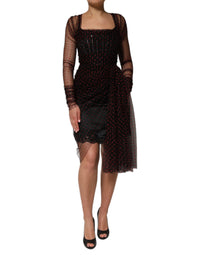 Dolce & Gabbana Black Lace Trim Long Sleeve Sheath Mini Women's Dress