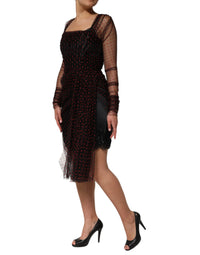 Dolce & Gabbana Black Lace Trim Long Sleeve Sheath Mini Women's Dress