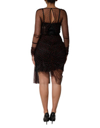Dolce & Gabbana Black Lace Trim Long Sleeve Sheath Mini Women's Dress