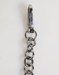 Dolce & Gabbana Black White DG Rubber Logo Silver Men Keychain Men's Keyring