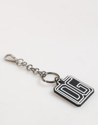 Dolce & Gabbana Black White DG Rubber Logo Silver Men Keychain Men's Keyring