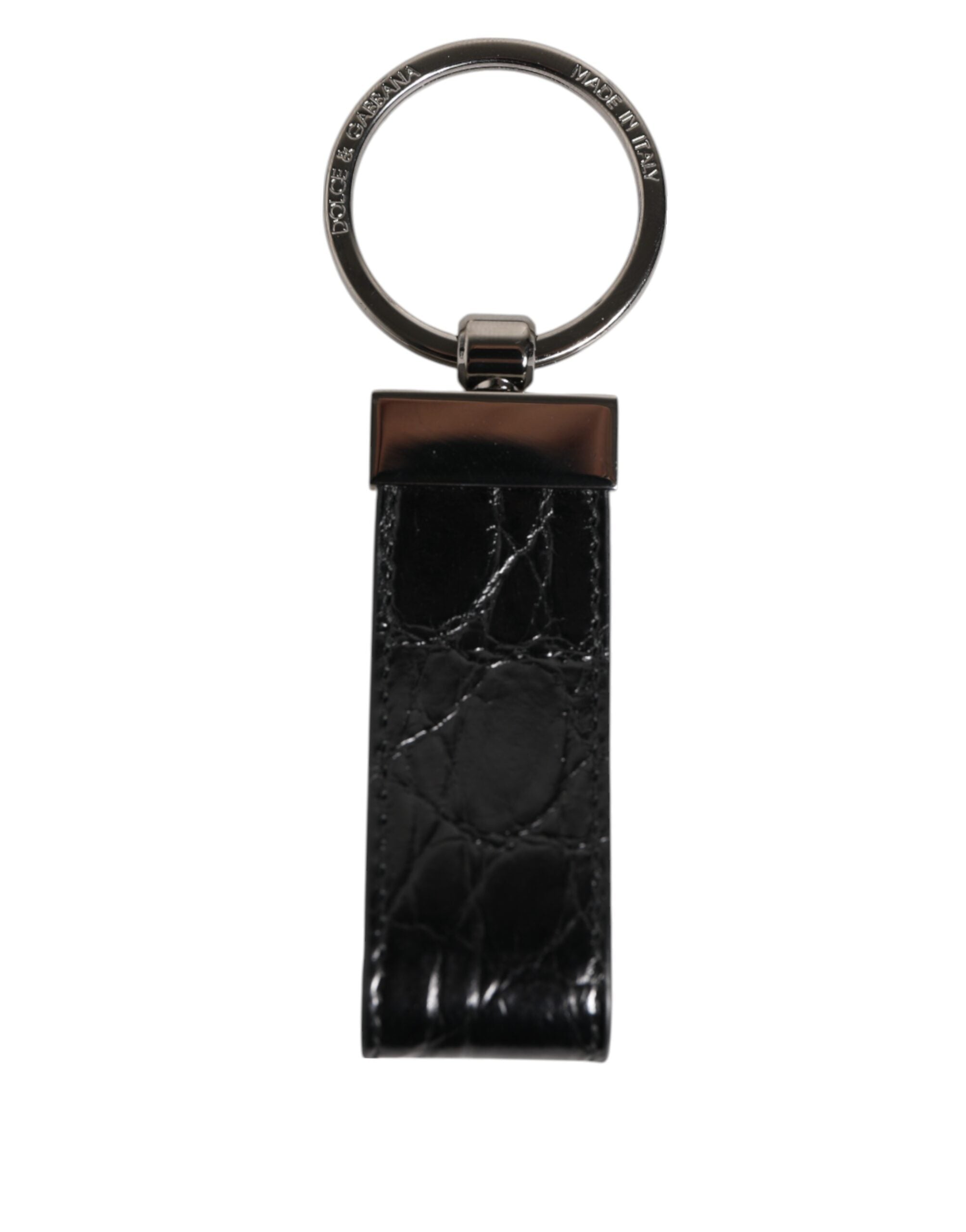 Dolce & Gabbana Dolce & Gabbana Black Leather Logo Metal Ring Keychain Holder Men Men's Keyring