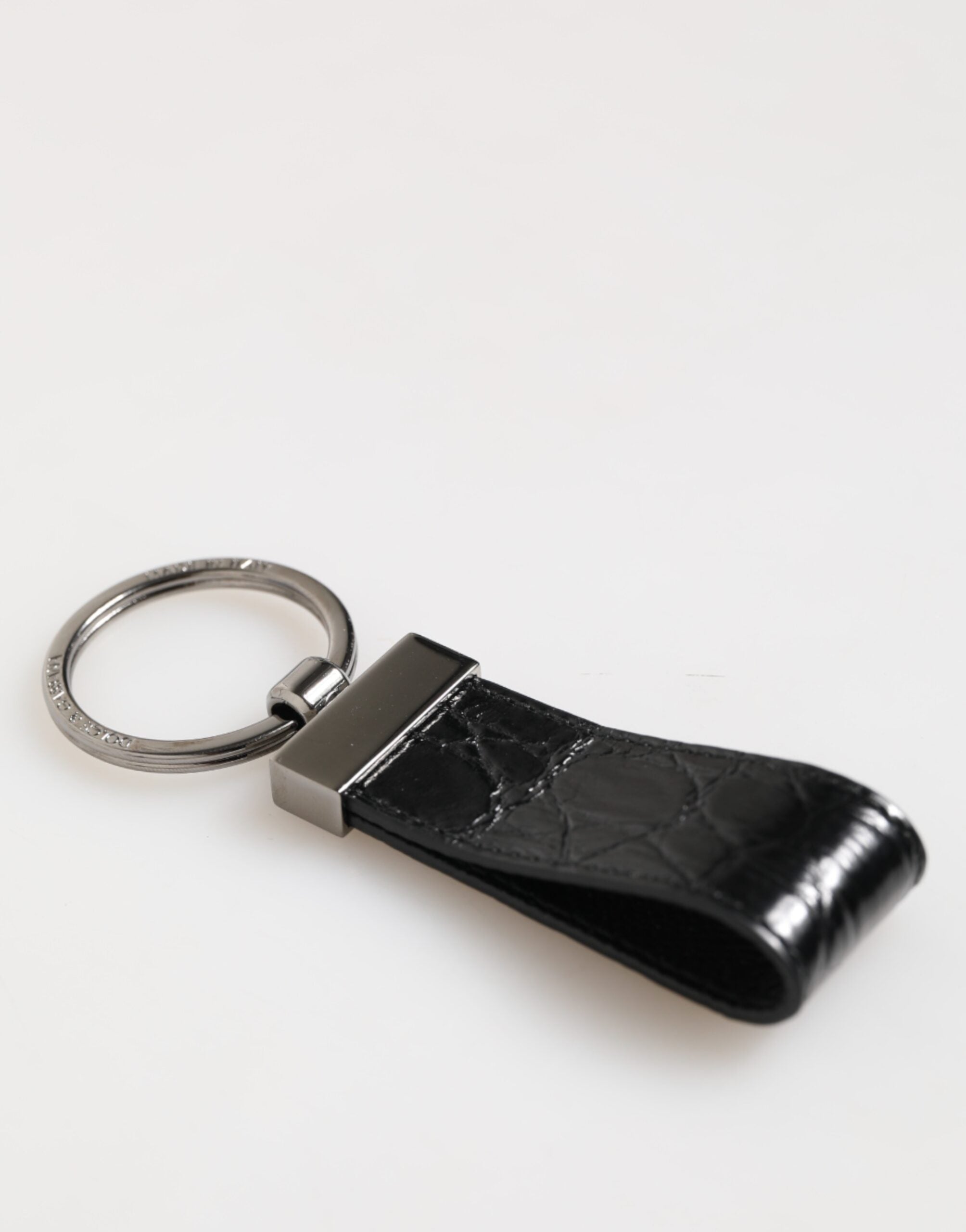 Dolce & Gabbana Dolce & Gabbana Black Leather Logo Metal Ring Keychain Holder Men Men's Keyring