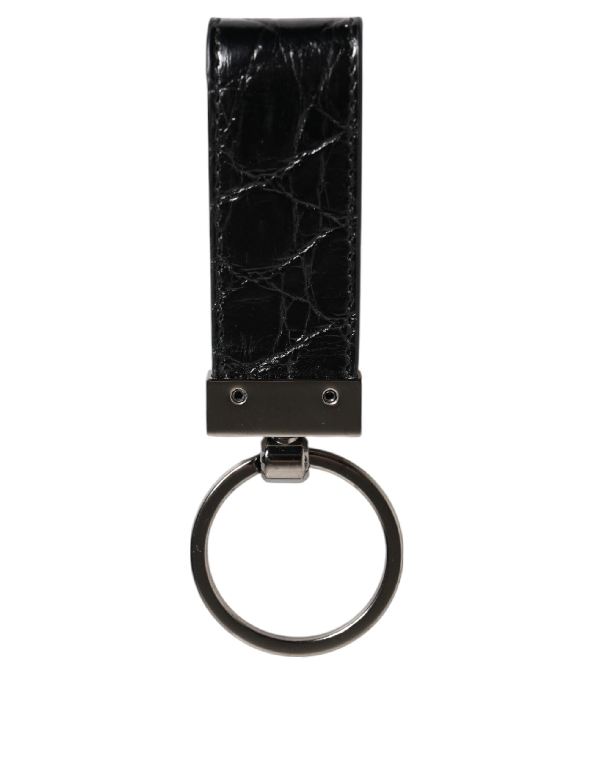 Dolce & Gabbana Dolce & Gabbana Black Leather Logo Metal Ring Keychain Holder Men Men's Keyring