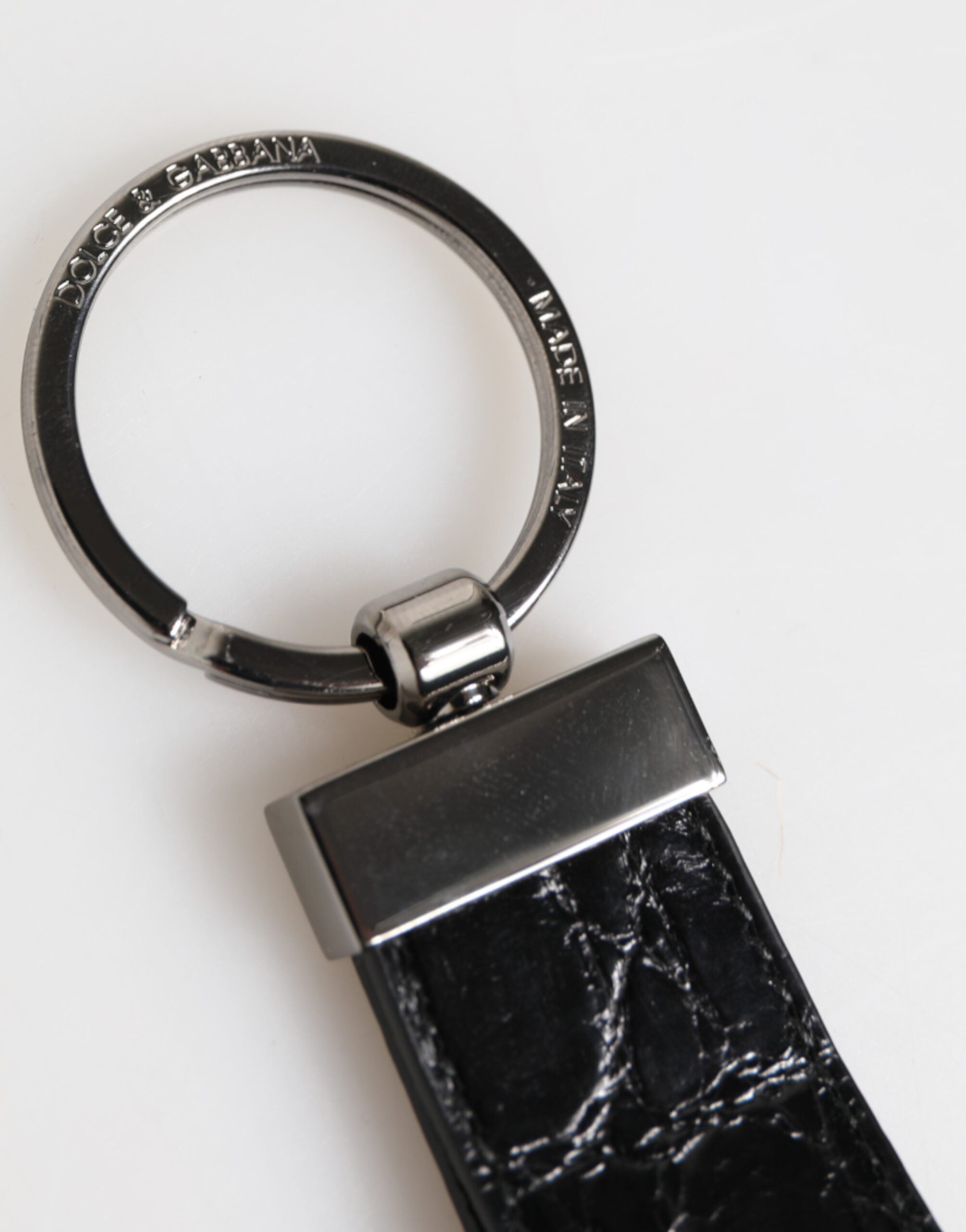 Dolce & Gabbana Dolce & Gabbana Black Leather Logo Metal Ring Keychain Holder Men Men's Keyring