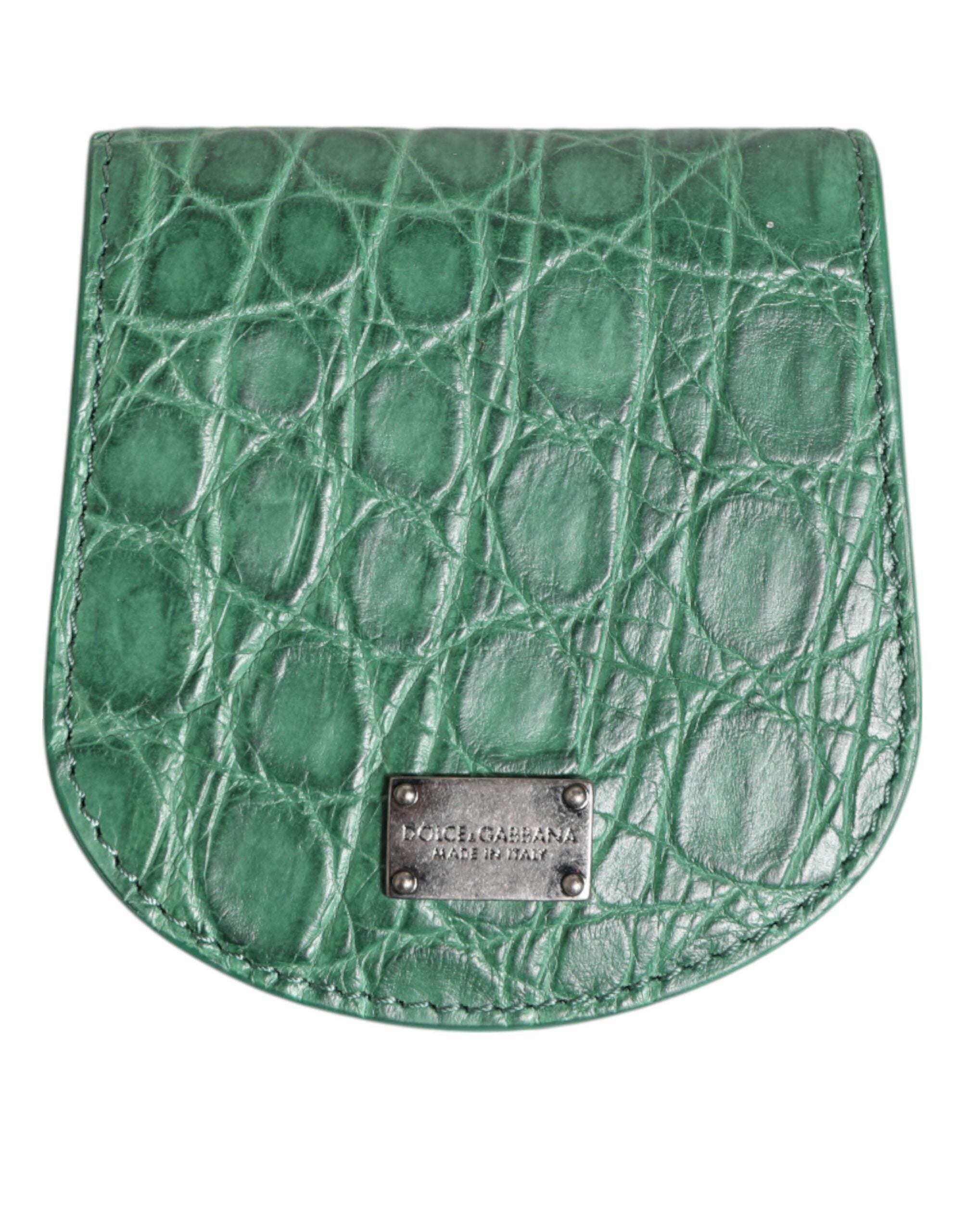 Dolce & Gabbana Dolce & Gabbana Green Exotic Skin Coin Condom Case Holder Pocket Men's Wallet