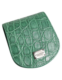 Dolce & Gabbana Dolce & Gabbana Green Exotic Skin Coin Condom Case Holder Pocket Men's Wallet