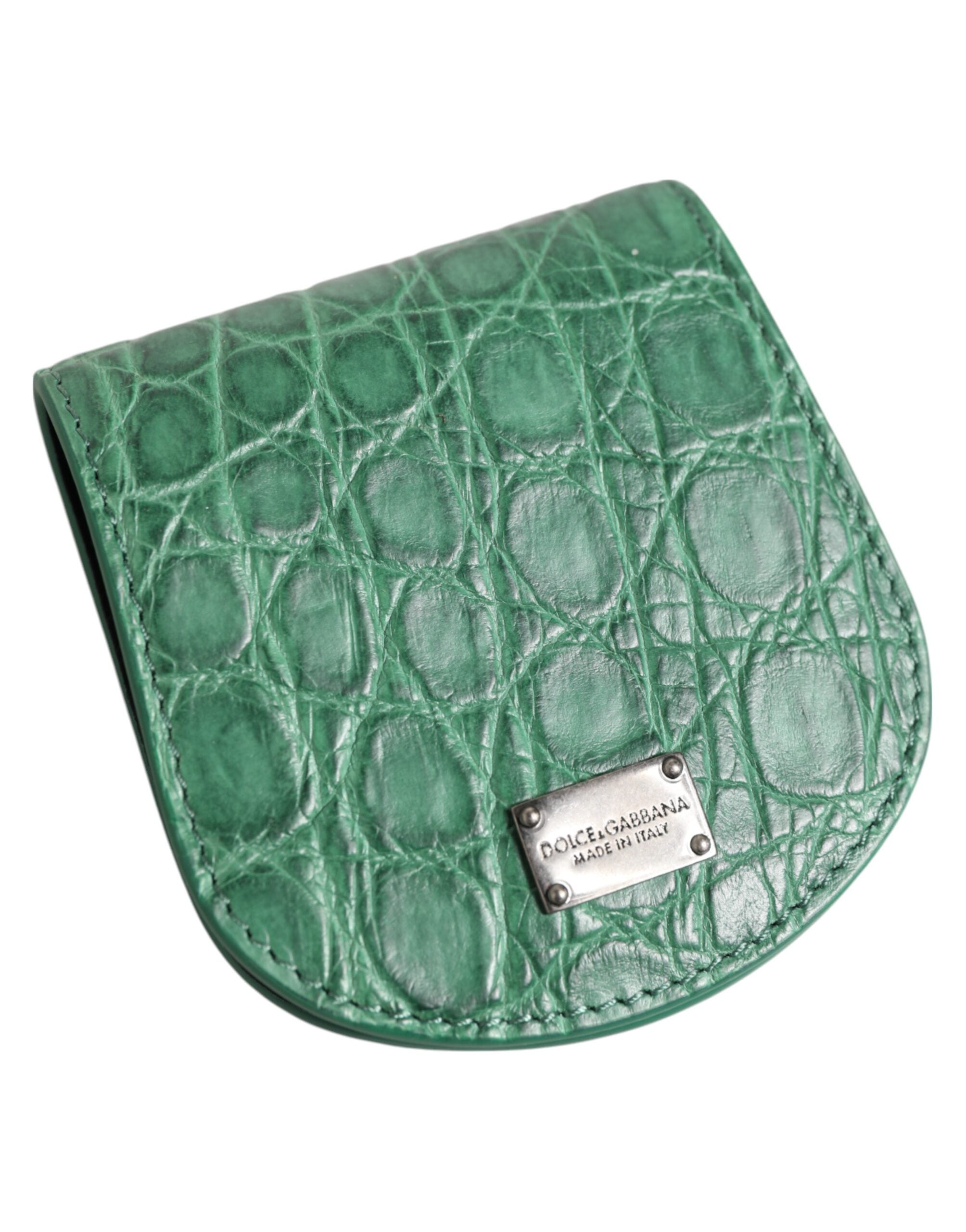 Dolce & Gabbana Dolce & Gabbana Green Exotic Skin Coin Condom Case Holder Pocket Men's Wallet
