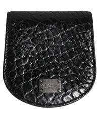Dolce & Gabbana Black Exotic Skin Coin Condom Case Holder Pocket Men's Wallet