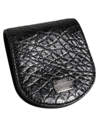 Dolce & Gabbana Black Exotic Skin Coin Condom Case Holder Pocket Men's Wallet