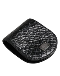 Dolce & Gabbana Black Exotic Skin Coin Condom Case Holder Pocket Men's Wallet