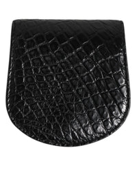 Dolce & Gabbana Black Exotic Skin Coin Condom Case Holder Pocket Men's Wallet