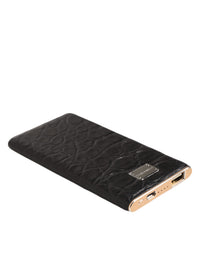 Dolce & Gabbana Dolce & Gabbana Black Leather Exotic Skin 3000mAh Power Bank Charger Men's USB