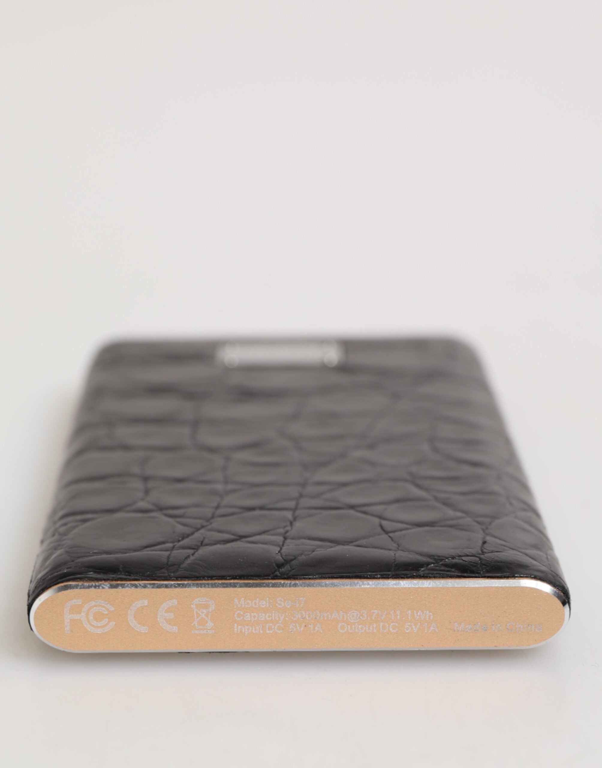 Dolce & Gabbana Dolce & Gabbana Black Leather Exotic Skin 3000mAh Power Bank Charger Men's USB