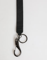 Dolce & Gabbana Dolce & Gabbana Black Yellow Polyester DG Logo Silver Keychain Men's Keyring