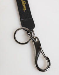 Dolce & Gabbana Dolce & Gabbana Black Yellow Polyester DG Logo Silver Keychain Men's Keyring
