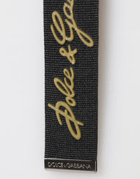 Dolce & Gabbana Dolce & Gabbana Black Yellow Polyester DG Logo Silver Keychain Men's Keyring
