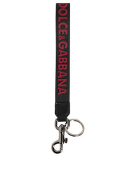 Dolce & Gabbana Dolce & Gabbana Black Red DG Logo Polyester Silver Men Keychain Men's Keyring