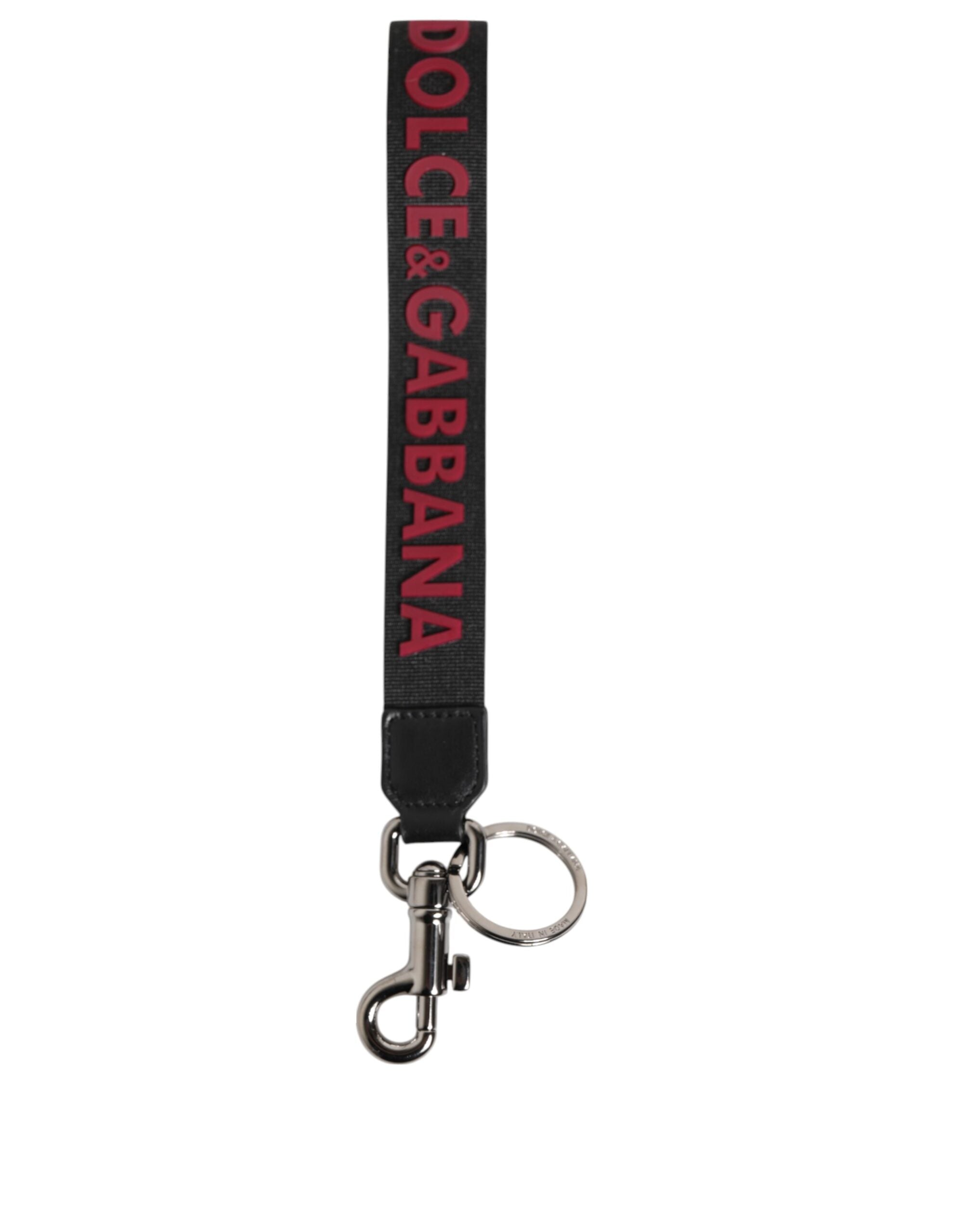 Dolce & Gabbana Dolce & Gabbana Black Red DG Logo Polyester Silver Men Keychain Men's Keyring