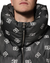 Dolce & Gabbana Black DG Monogram Full Zip Puffer Men Men's Jacket