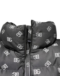 Dolce & Gabbana Black DG Monogram Full Zip Puffer Men Men's Jacket