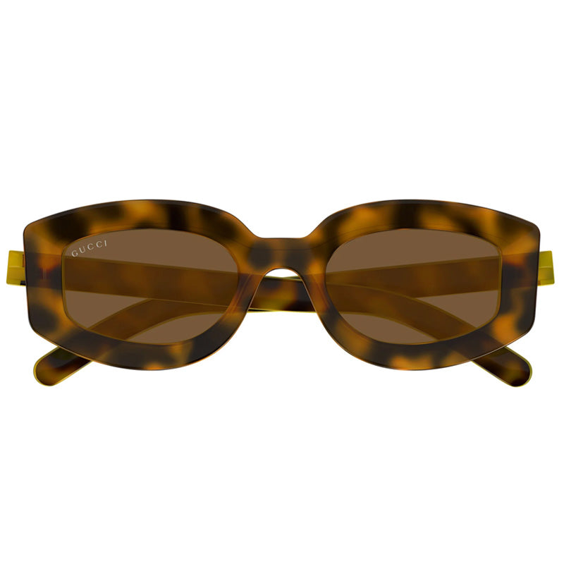 Gucci Geometric Full Rim, with a Transparent Vivid Orange frame and Smoke lens.