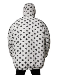 Dolce & Gabbana White DG Monogram Hooded Puffer Men's Jacket