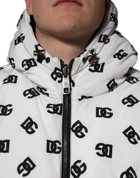 Dolce & Gabbana White DG Monogram Hooded Puffer Men's Jacket