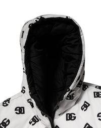 Dolce & Gabbana White DG Monogram Hooded Puffer Men's Jacket