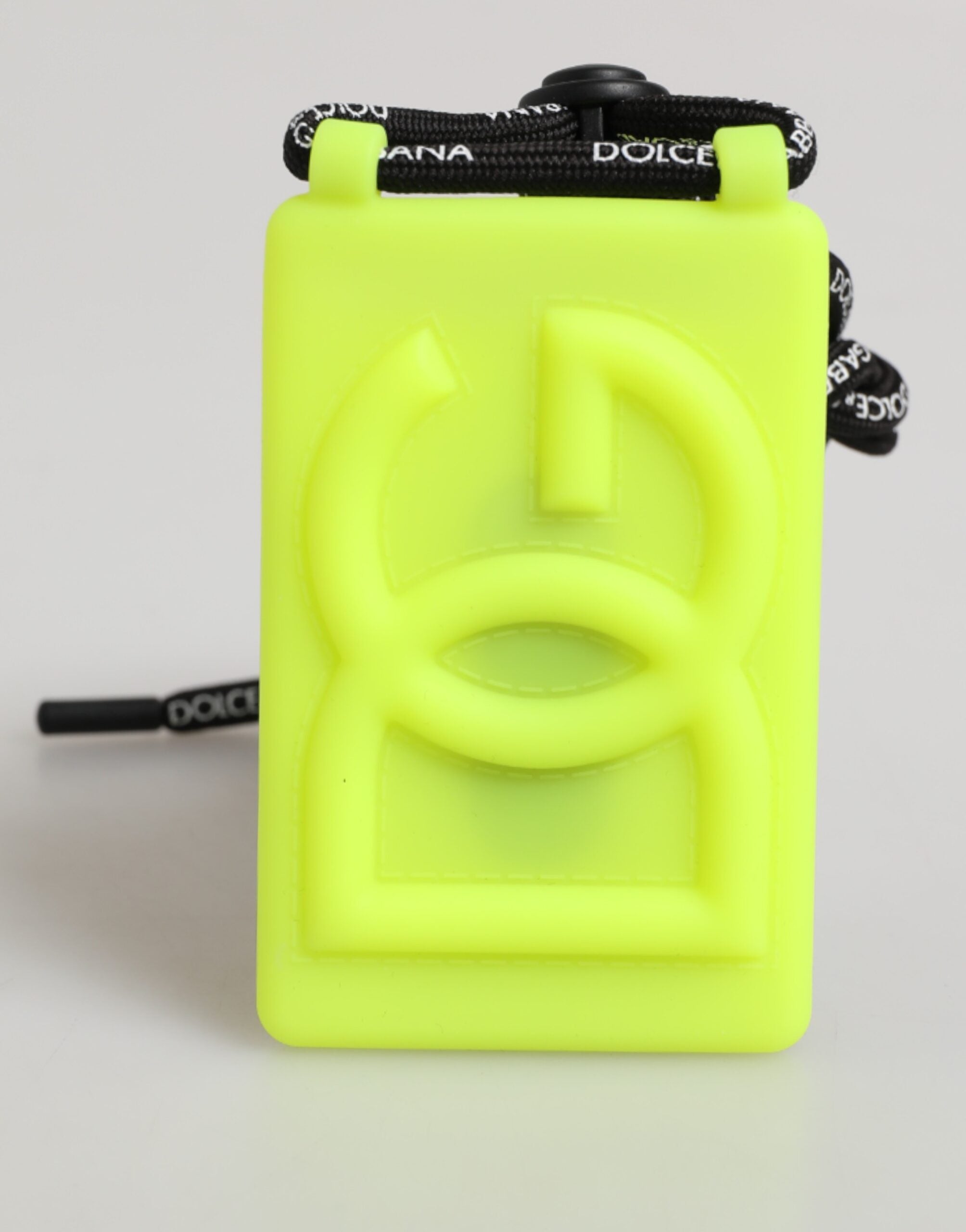 Dolce & Gabbana Dolce & Gabbana Yellow Green Rubber DG Embossed Adjustable Badge Men's Holder