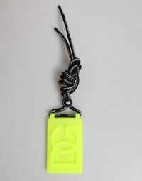 Dolce & Gabbana Dolce & Gabbana Yellow Green Rubber DG Embossed Adjustable Badge Men's Holder