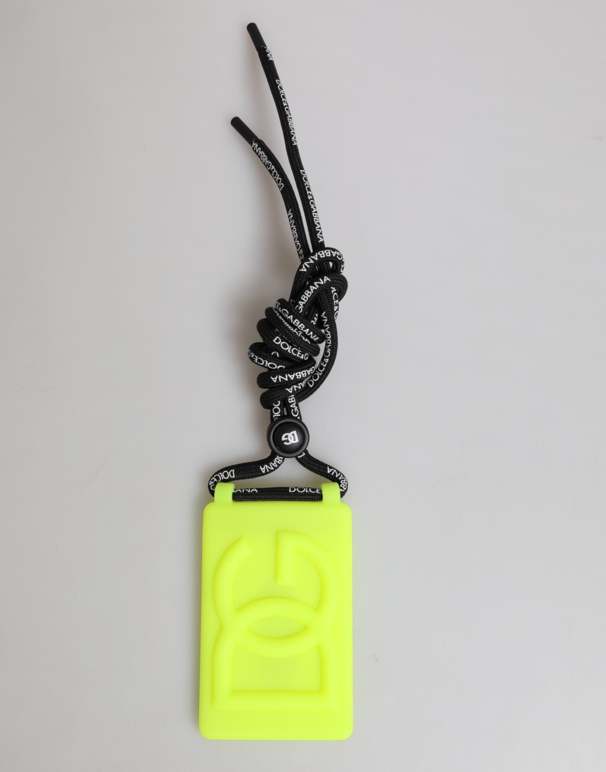 Dolce & Gabbana Dolce & Gabbana Yellow Green Rubber DG Embossed Adjustable Badge Men's Holder