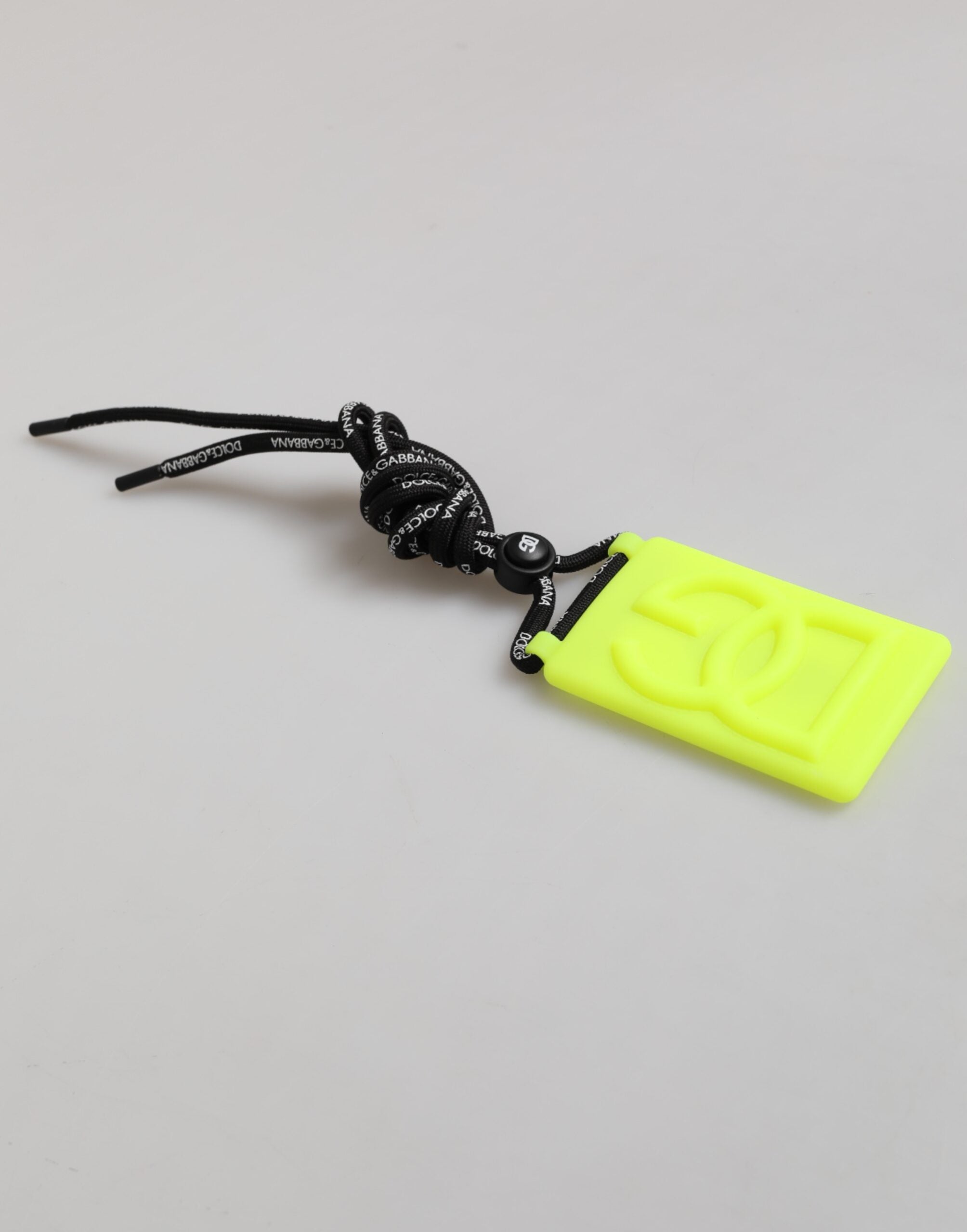 Dolce & Gabbana Dolce & Gabbana Yellow Green Rubber DG Embossed Adjustable Badge Men's Holder