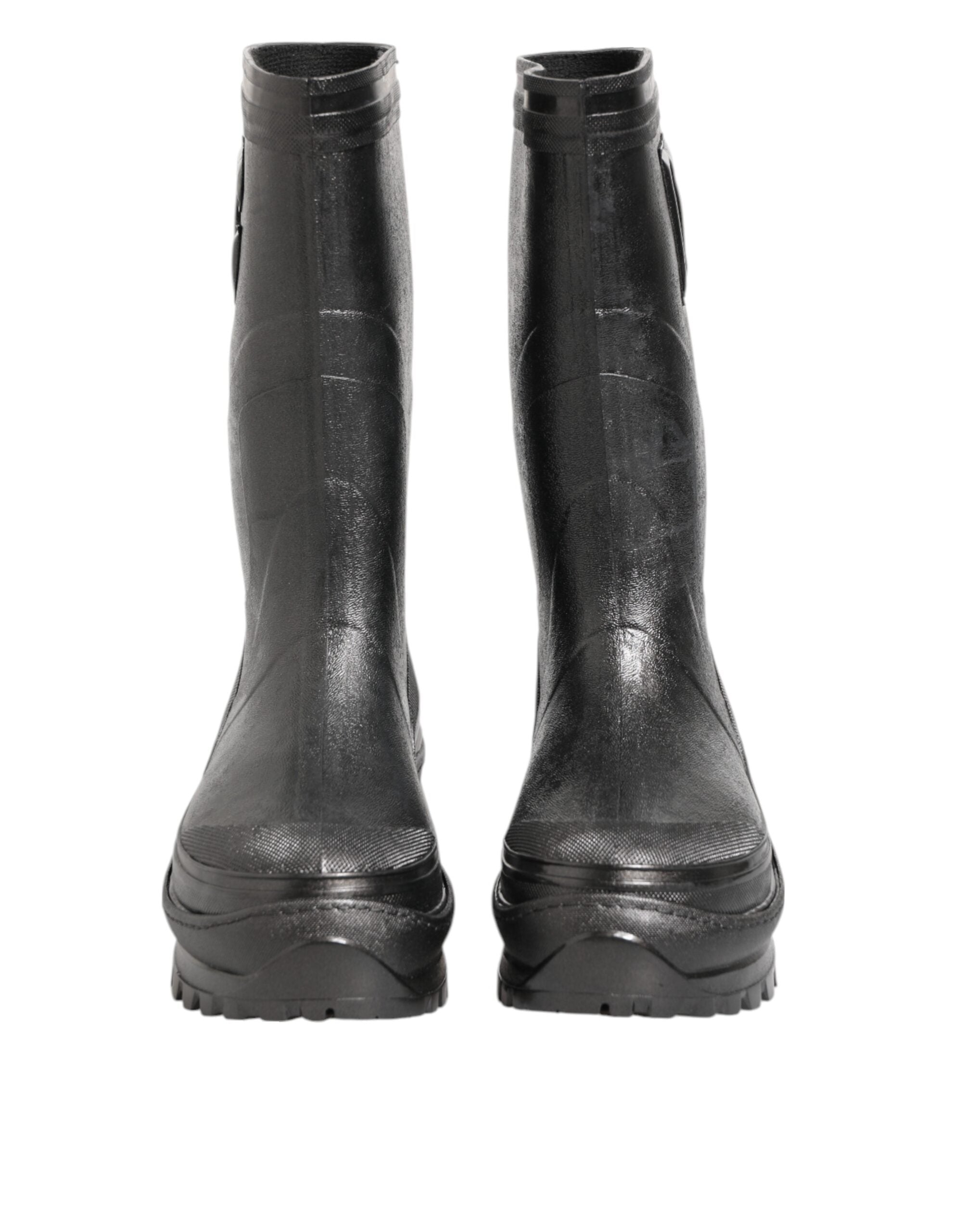Dolce & Gabbana Metallic Black Pull On Rain Boots Men Men's Shoes