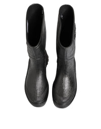 Dolce & Gabbana Metallic Black Pull On Rain Boots Men Men's Shoes