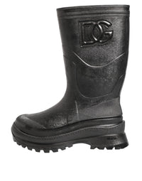 Dolce & Gabbana Metallic Black Pull On Rain Boots Men Men's Shoes