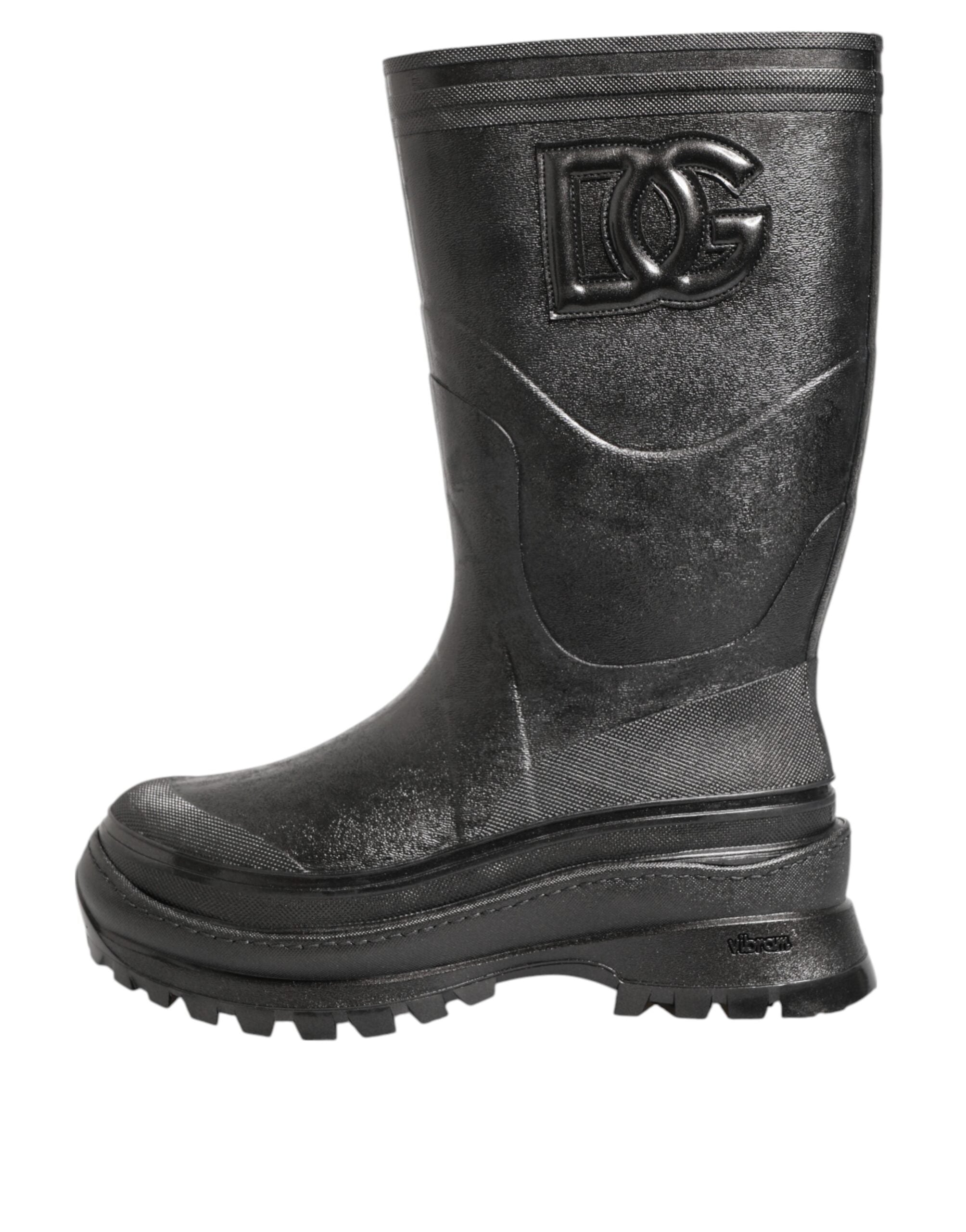 Dolce & Gabbana Metallic Black Pull On Rain Boots Men Men's Shoes