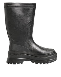 Dolce & Gabbana Metallic Black Pull On Rain Boots Men Men's Shoes