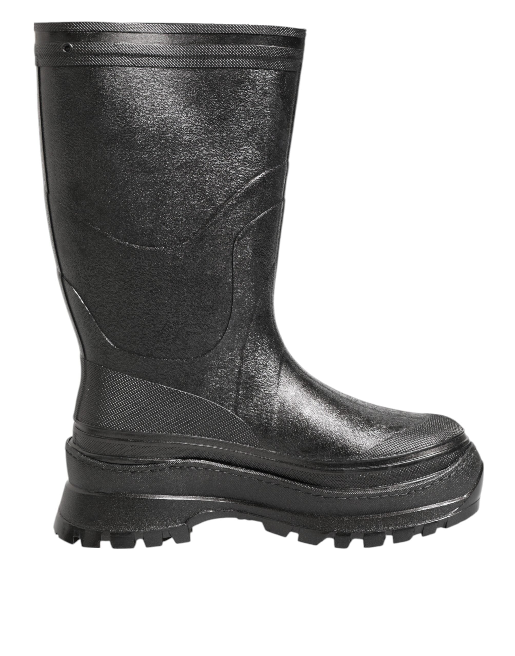 Dolce & Gabbana Metallic Black Pull On Rain Boots Men Men's Shoes
