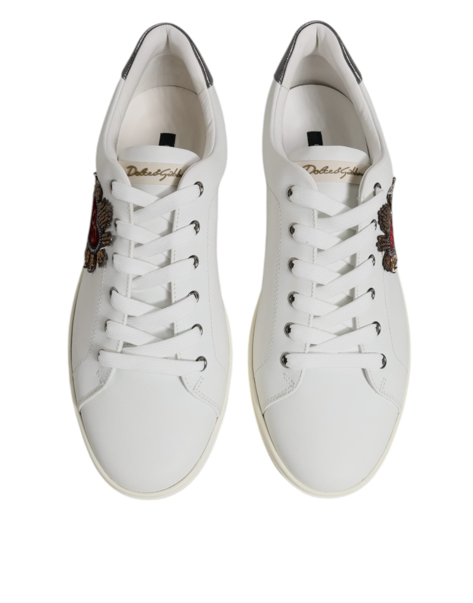 Dolce & Gabbana White Sacred Heart Men Low Top Sneakers Men's Shoes