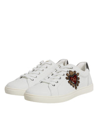 Dolce & Gabbana White Sacred Heart Men Low Top Sneakers Men's Shoes