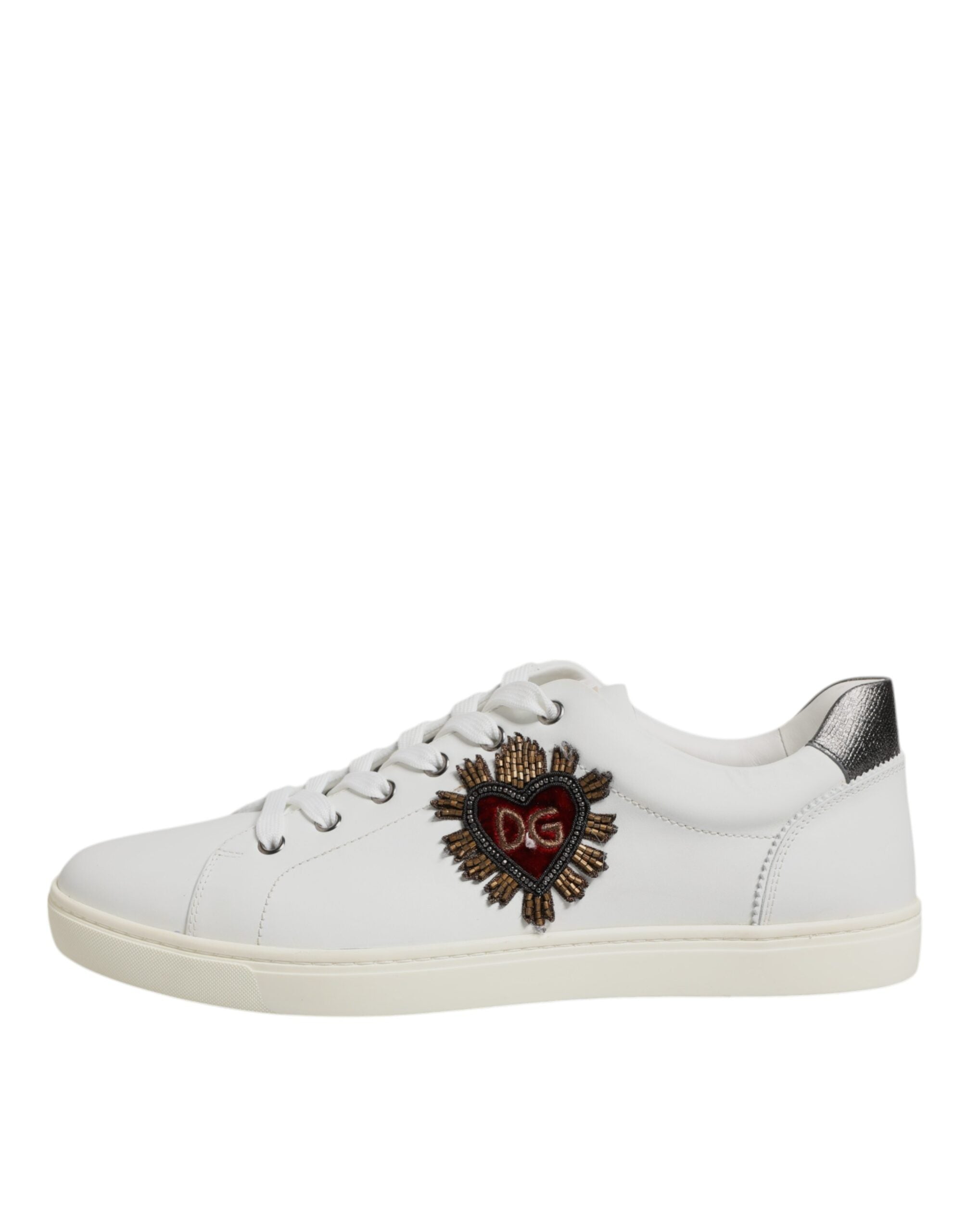 Dolce & Gabbana White Sacred Heart Men Low Top Sneakers Men's Shoes