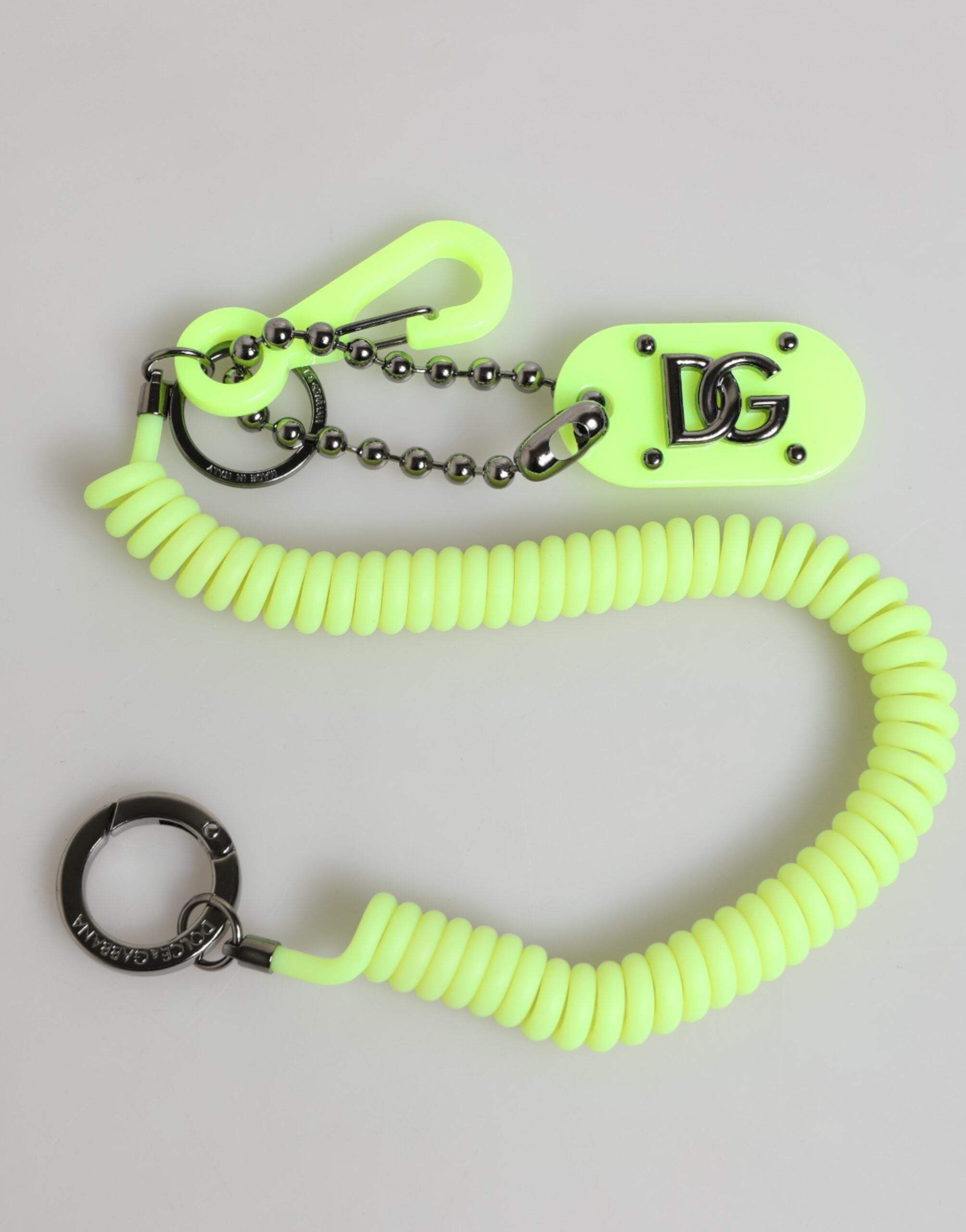 Dolce & Gabbana Dolce & Gabbana Green Springy Key Holder DG Logo Men's Keychain  Keyring