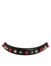 Dolce & Gabbana Dolce & Gabbana Black Embellished Leather Bag Handle Women Shoulder Women's Strap